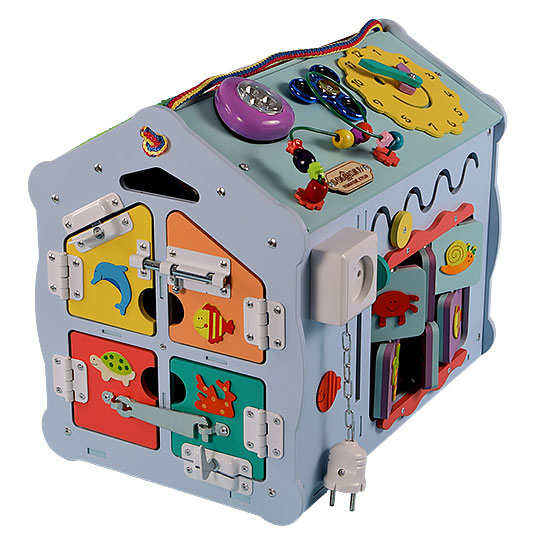 Домик бизиборд Смайлик Цветной со светильником БД5