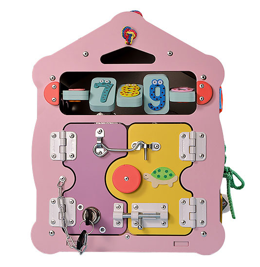 Домик бизиборд Смайлик Цветной со светильником БД5