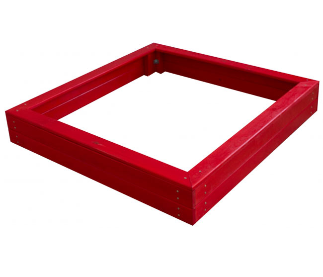 Песочница деревянная детская для дачи 110*110 см, цвет красный OG-07