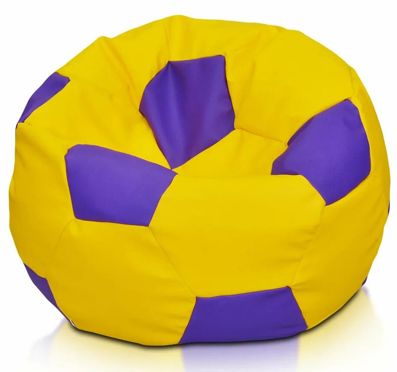 Кресло-мешок Мяч D-100, желтый с цветными вставками ЛА70