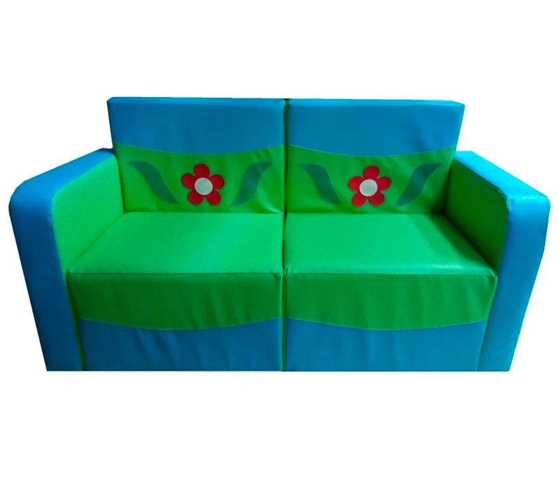 Игровой диванчик зелено-голубой с аппликацией ЛА209