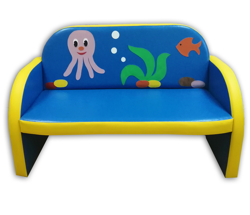 Мягкий каркасный диван "Подводный мир" с аппликацией МЛ111