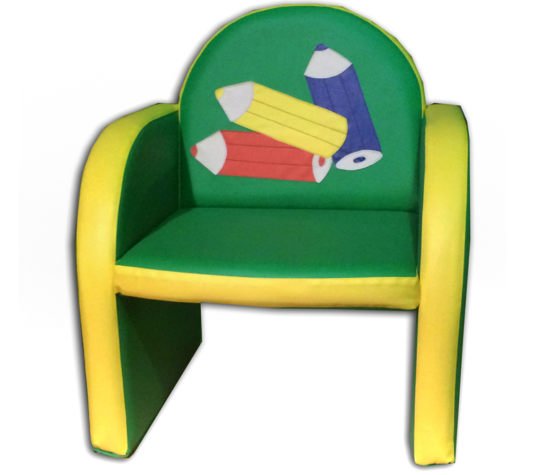 Мягкое каркасное кресло "Карандашики" с аппликацией МЛ107