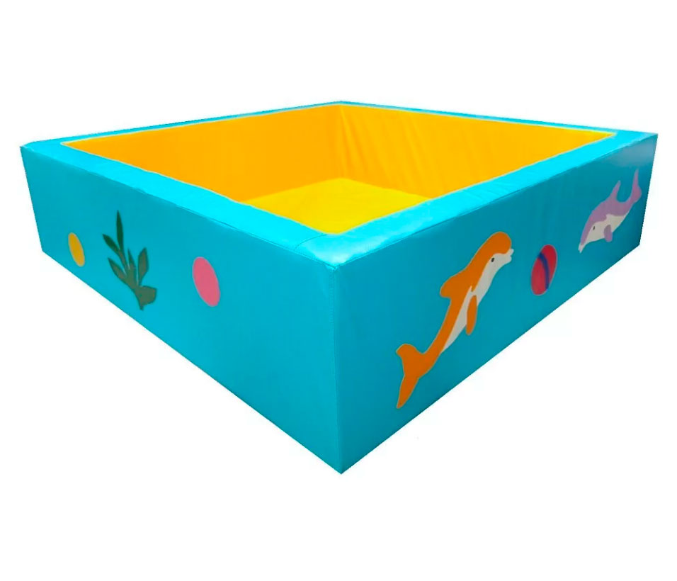Сухой бассейн квадратный "Дельфины", до 150 см, цвет голубой ЛА26