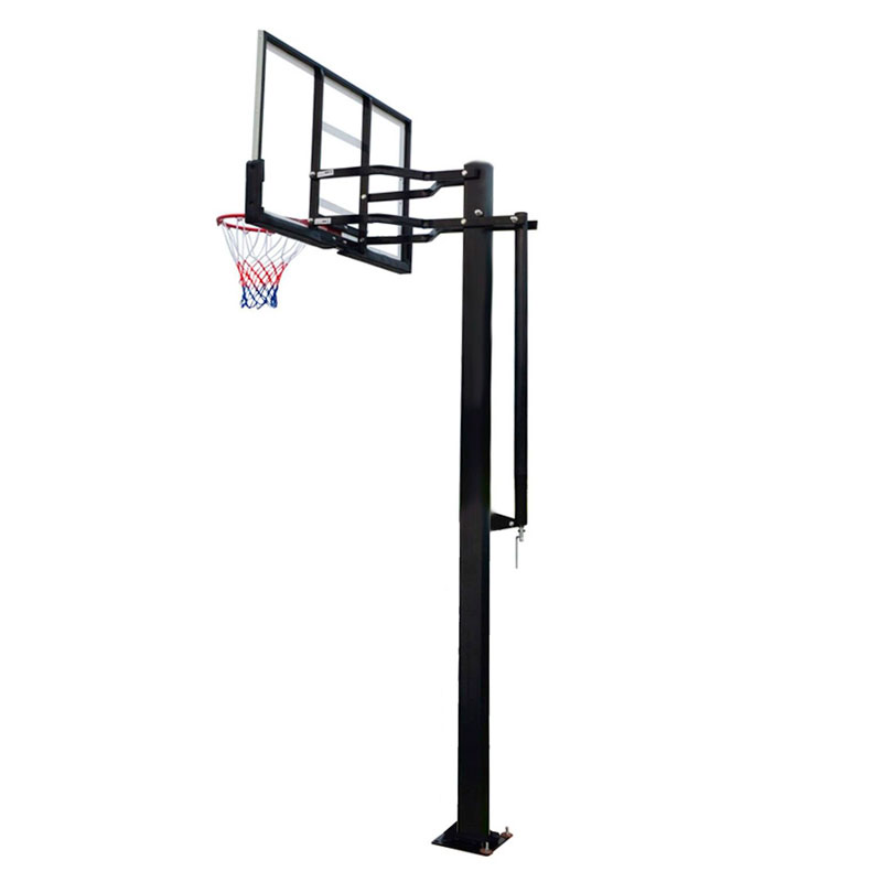 Баскетбольная стойка стационарная, щит из поликарбоната 143*80 см ДР245