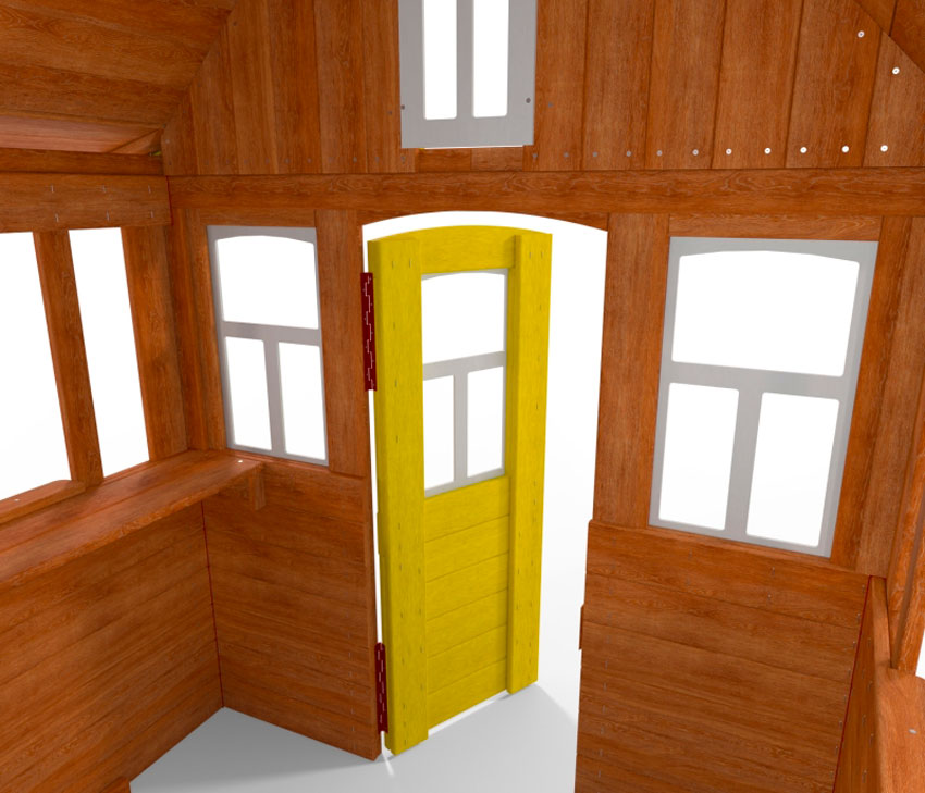Детский деревянный домик "Цветочный", желтый OG-02
