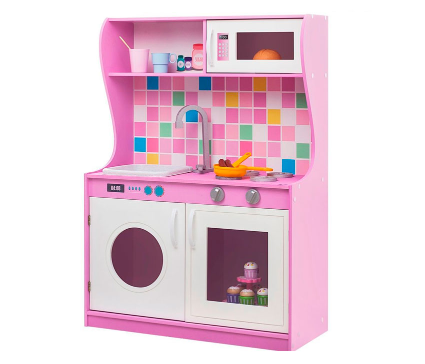 Игровая кухня из дерева "Лилла", высота 102 см, цвет розовый PR-98