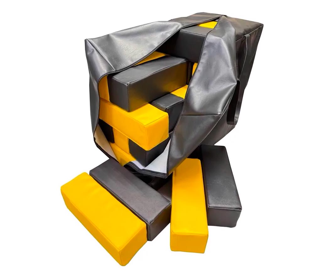 Мягкая модульная Дженга 30 брусков 30*10*10  см, цвет черный/желтый ЛА687