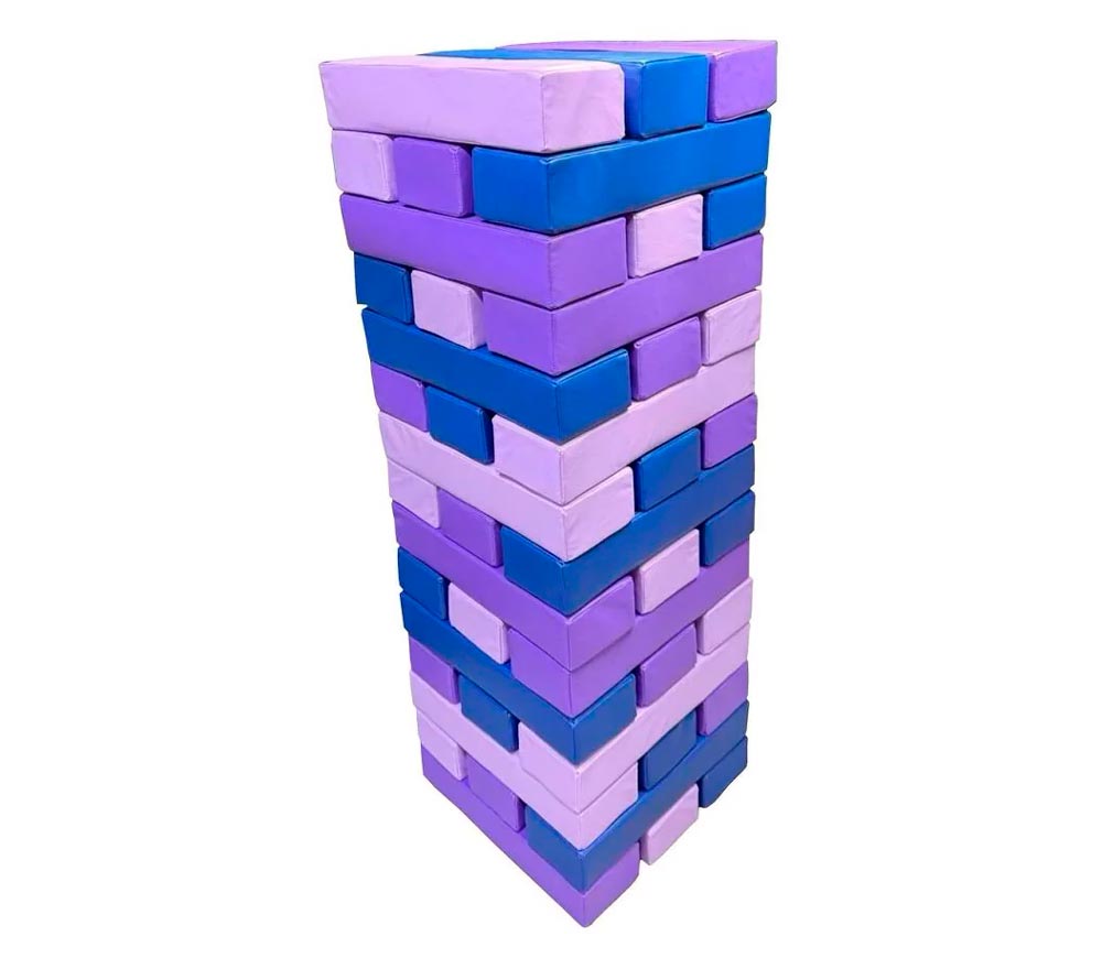 Мягкая модульная Дженга 30 брусков 30*10*10  см, цвет синий/сиреневый/св.сиреневый ЛА683