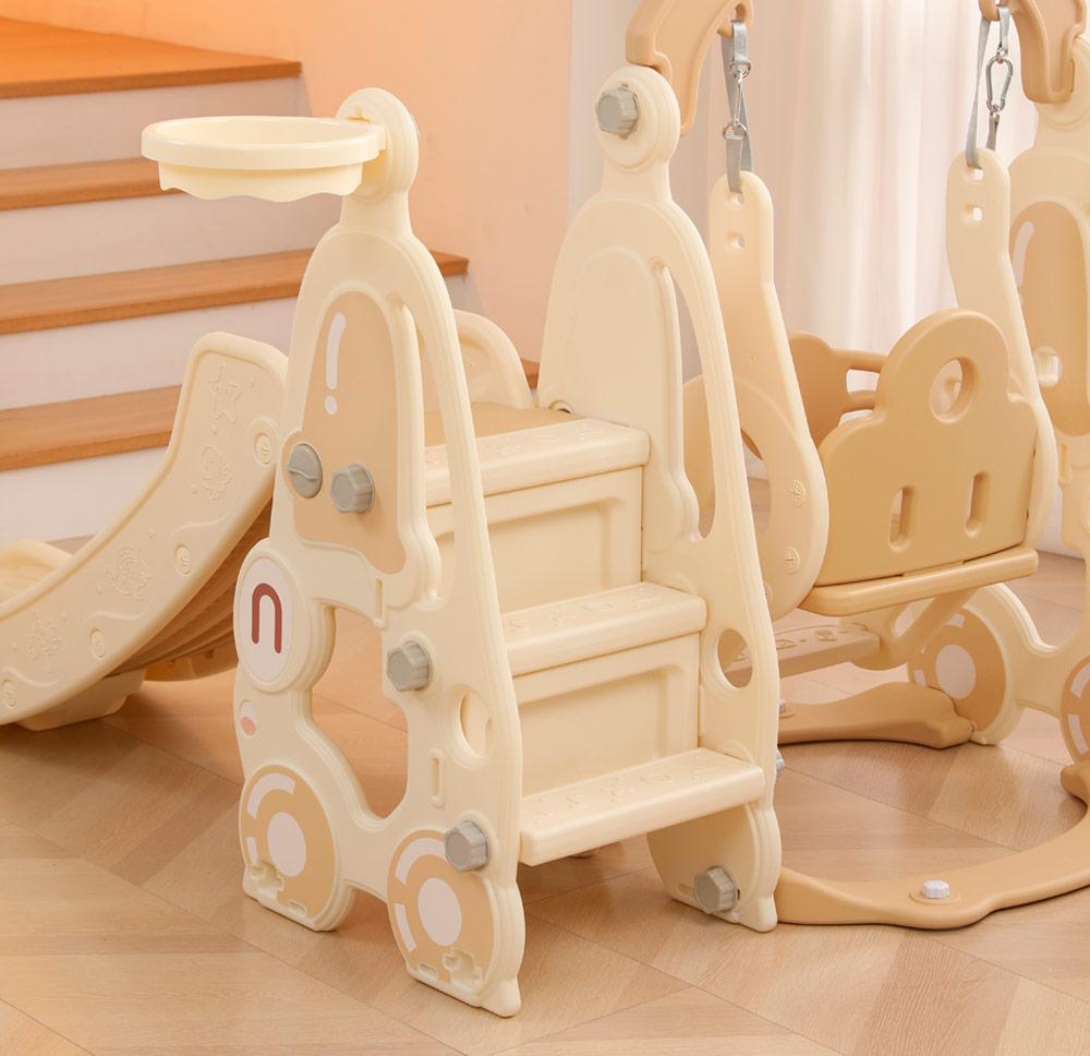 Горка с качелями UNIX Kids "Машина", цвет бежевый UN-08