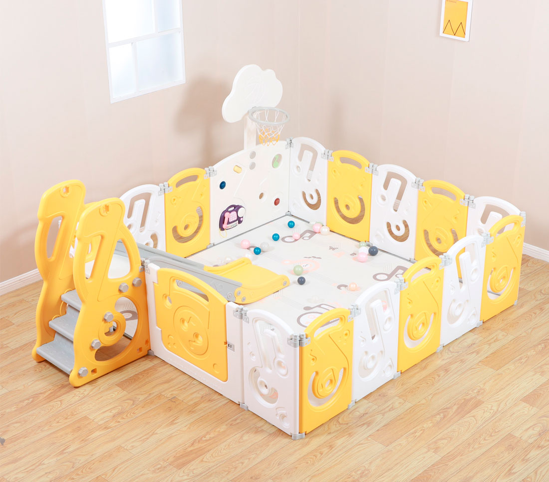 Манеж детский UNIX Kids "Музыка", размер 200x200 см, цвет жёлтый UN-20