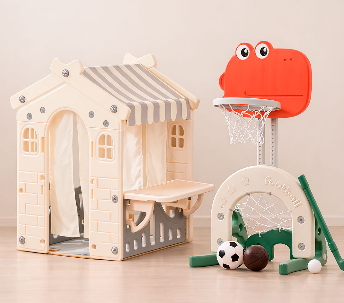 Комплекс домик игровой UNIX Kids "Домик-кафе" и баскетбольная стойка UN-30