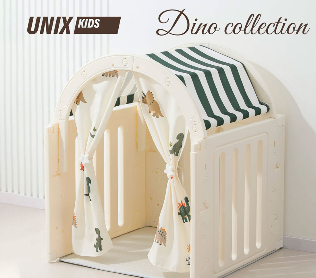 Комплекс домик игровой UNIX Kids "Дино и баскетбольная стойка "Дино" 3 в 1 UN-30