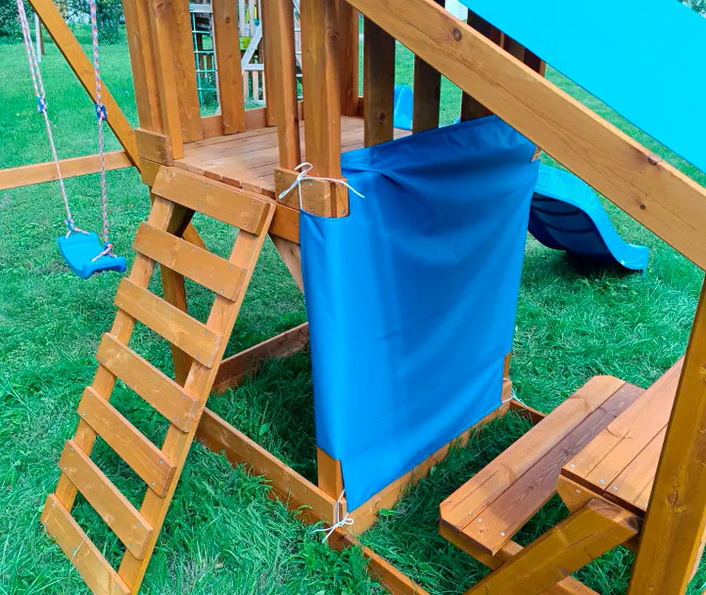 Детская площадка со столиком, песочницей, горкой и качелями, скат 2,2 м ВВ-54