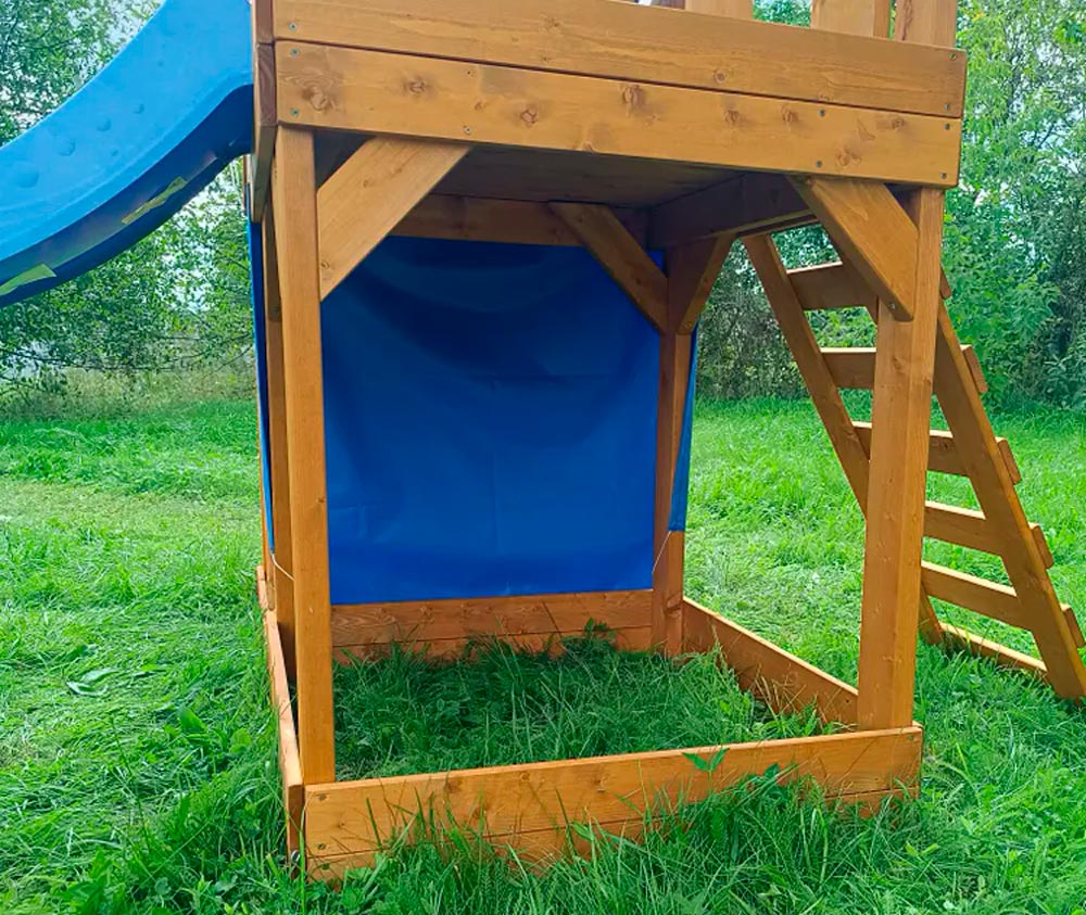 Детская площадка со столиком, песочницей, горкой и качелями, скат 2,2 м ВВ-54