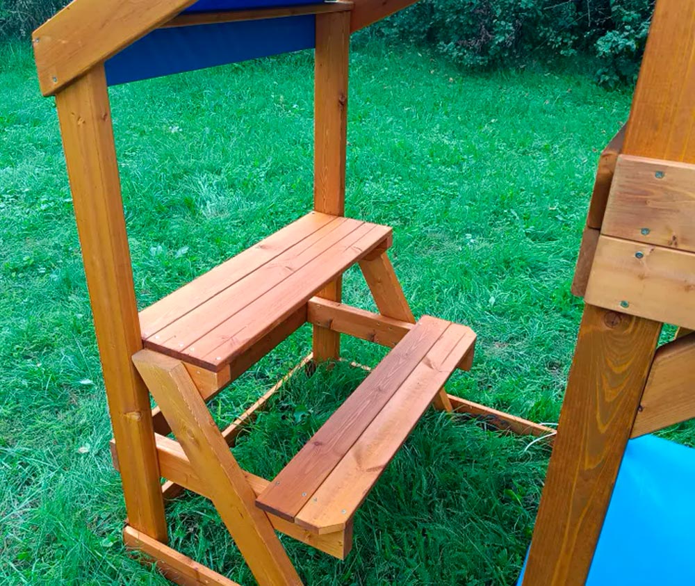 Детская площадка со столиком, песочницей, горкой и качелями, скат 2,2 м ВВ-54