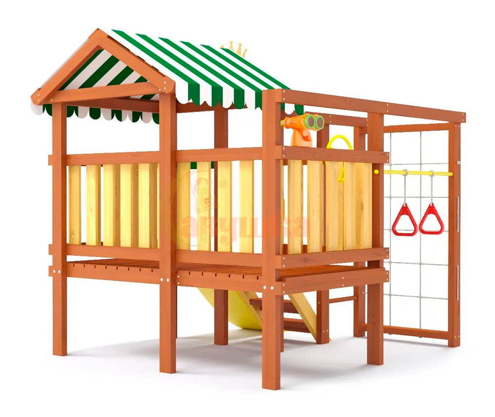 Детская игровая площадка Савушка Baby Play 1 с горкой, сеткой-лазалкой и  гимнастическими кольцами СВ-78