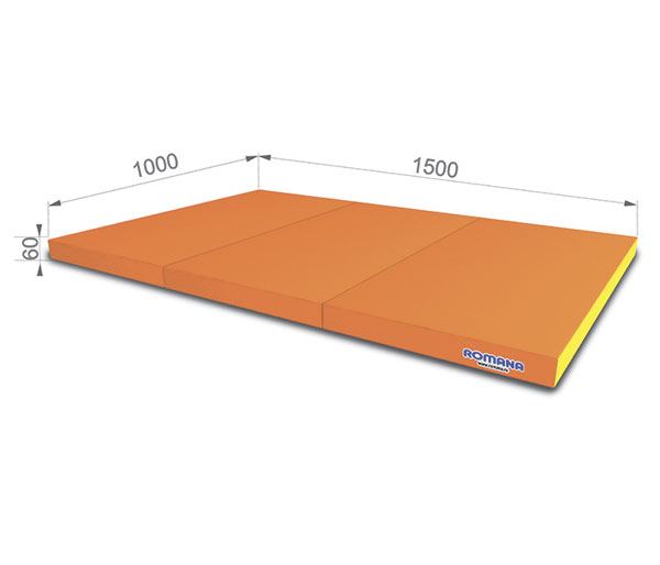 Мат гимнастический в 3 сложения 100*150*6 см, оранжевый-желтый RA-169