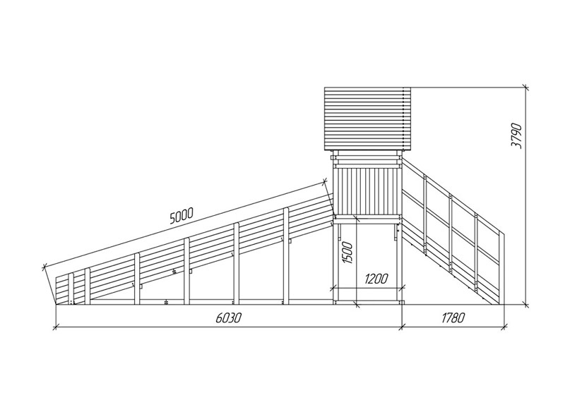 Зимняя горка деревянная Cавушка Зима 5, скат h = 1,5 м В-46