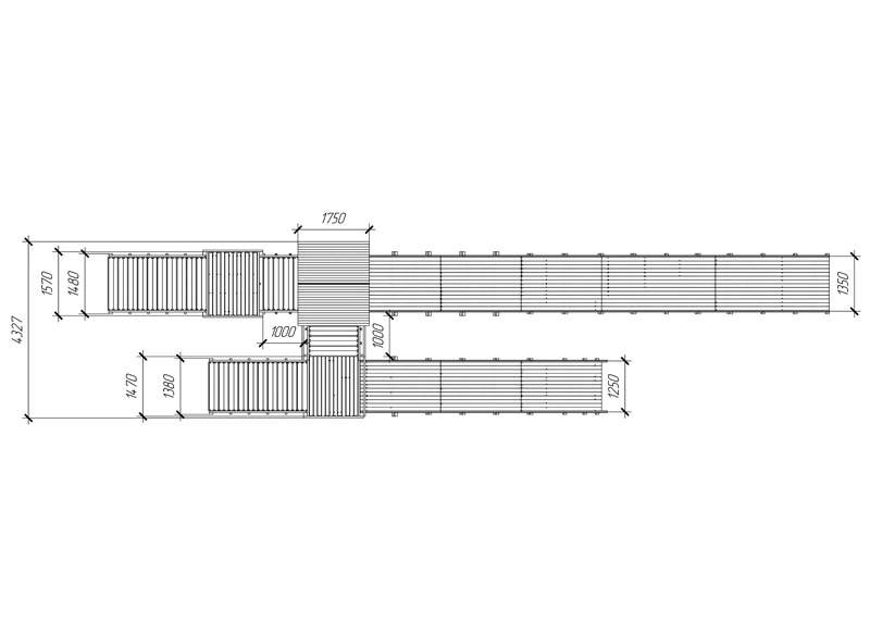 Зимняя горка деревянная Cавушка Зима 9/4, скат h1 = 1,9 м, h2 = 2,7 м СВ-47
