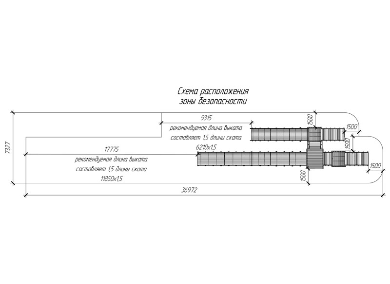 Зимняя горка деревянная Cавушка Зима 9/4, скат h1 = 1,9 м, h2 = 2,7 м СВ-47