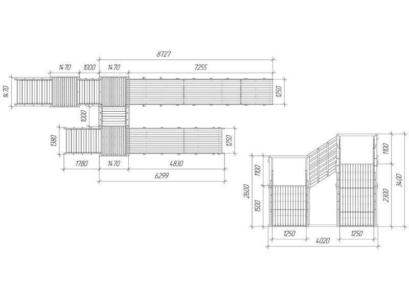 Зимняя горка деревянная Cавушка Зима 7/5 , скат h1 = 1,5 м, h2 = 2,3 м (махагон/cосна) СВ-54