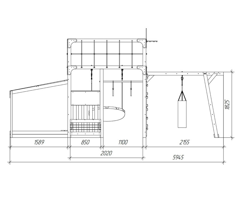Спортивно-игровой комплекс для подростков Савушка КУБ-4 (цвет махагон) СВ-65
