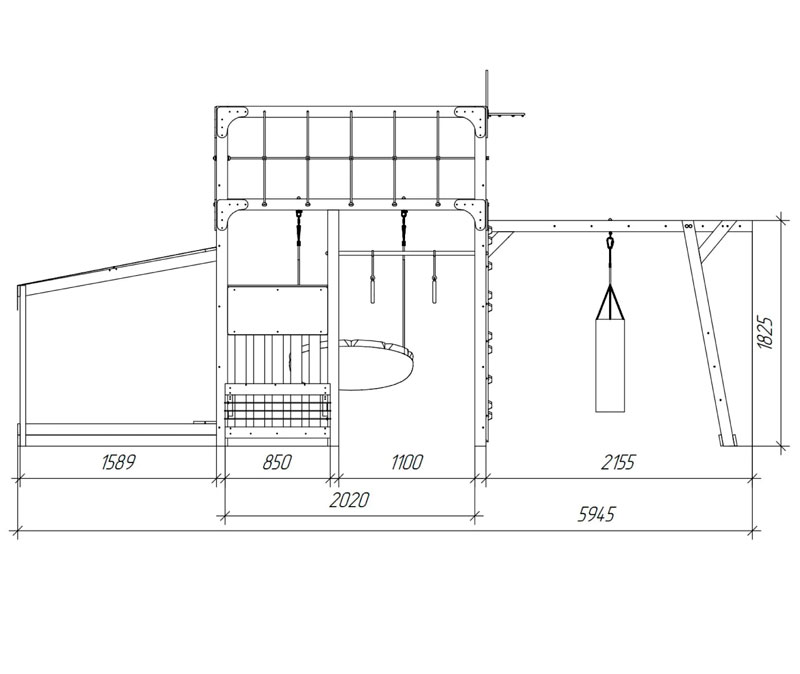 Спортивно-игровой комплекс для подростков Савушка КУБ-4 (цвет серый) СВ-69