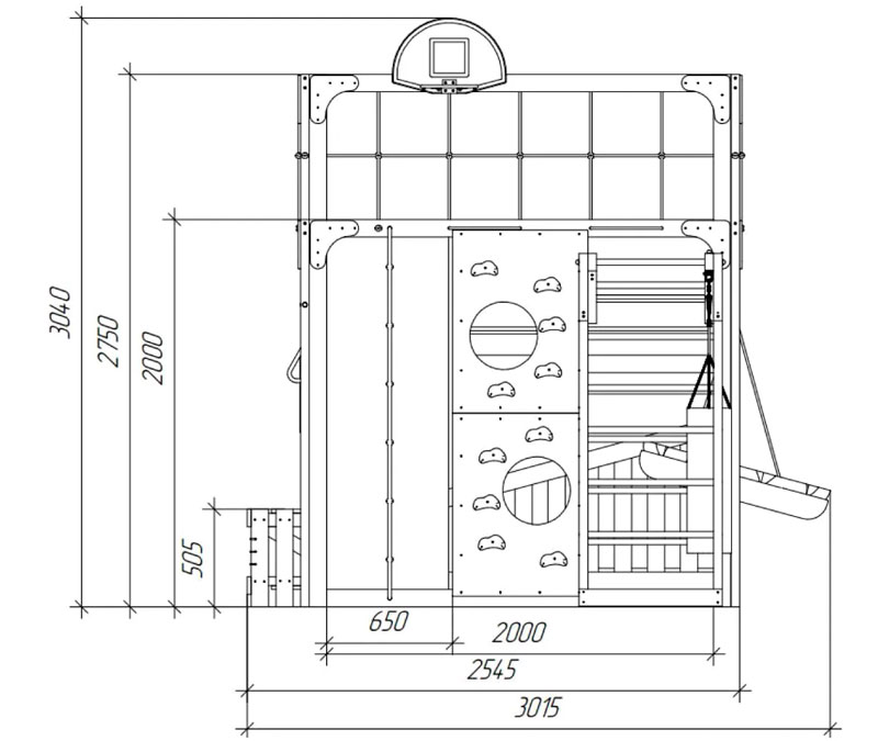 Спортивно-игровой комплекс для подростков Савушка КУБ-4 (цвет серый) СВ-69