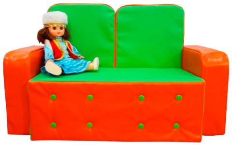 Бескаркасный детский диванчик Машенька с мебельными пуговицами ДУ127