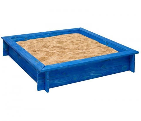 Игровая песочница из дерева для дачи 110*110 см синяя PR-32