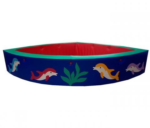 Детский сухой бассейн угловой «Дельфины» 100*100*30см синий ЛА485