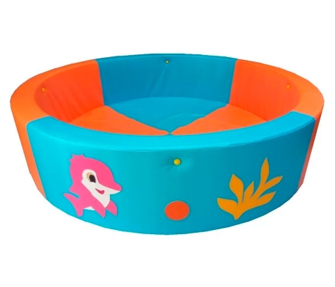 Детский сухой бассейн круглый "Китята" H40, D120-200 см, голубой/оранжевый ЛА498
