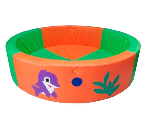 Детский сухой бассейн круглый "Китята" H40, D120-200 см, салатовый/оранжевый ЛА499