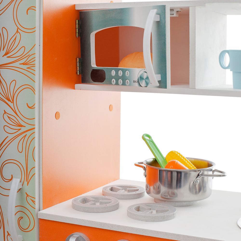 Игровая кухня в винтажном стиле, 3 секции, высота 85 см, оранжевая PR-43