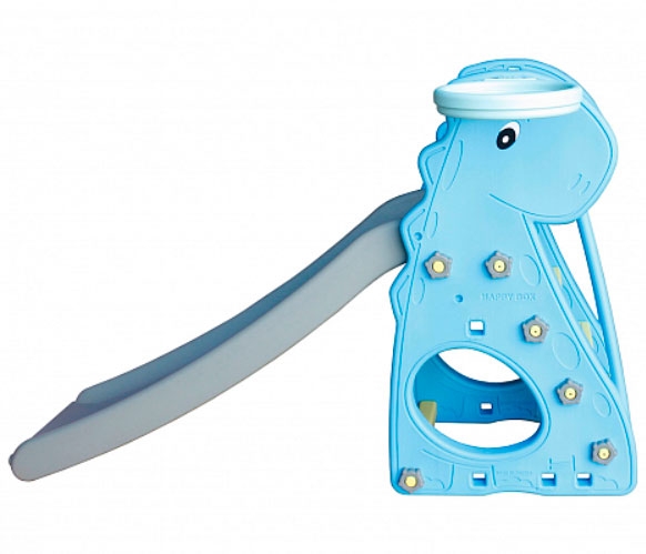 Пластиковая горка для малышей "Динозавр" с баскетб. кольцом, цвет голубой АМ51