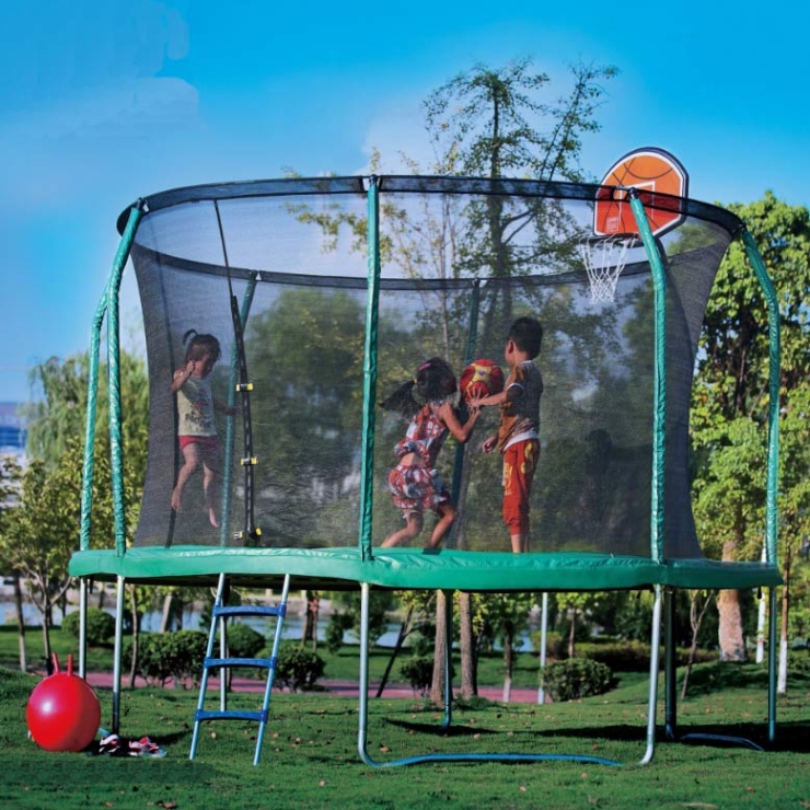 Детский батут с защитной сеткой для улицы d=300 cм зеленый VT-193