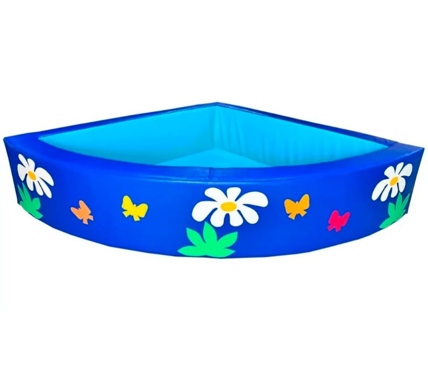 Детский сухой бассейн угловой «Ромашки» R140xH40-R200xH40 синий ЛА475