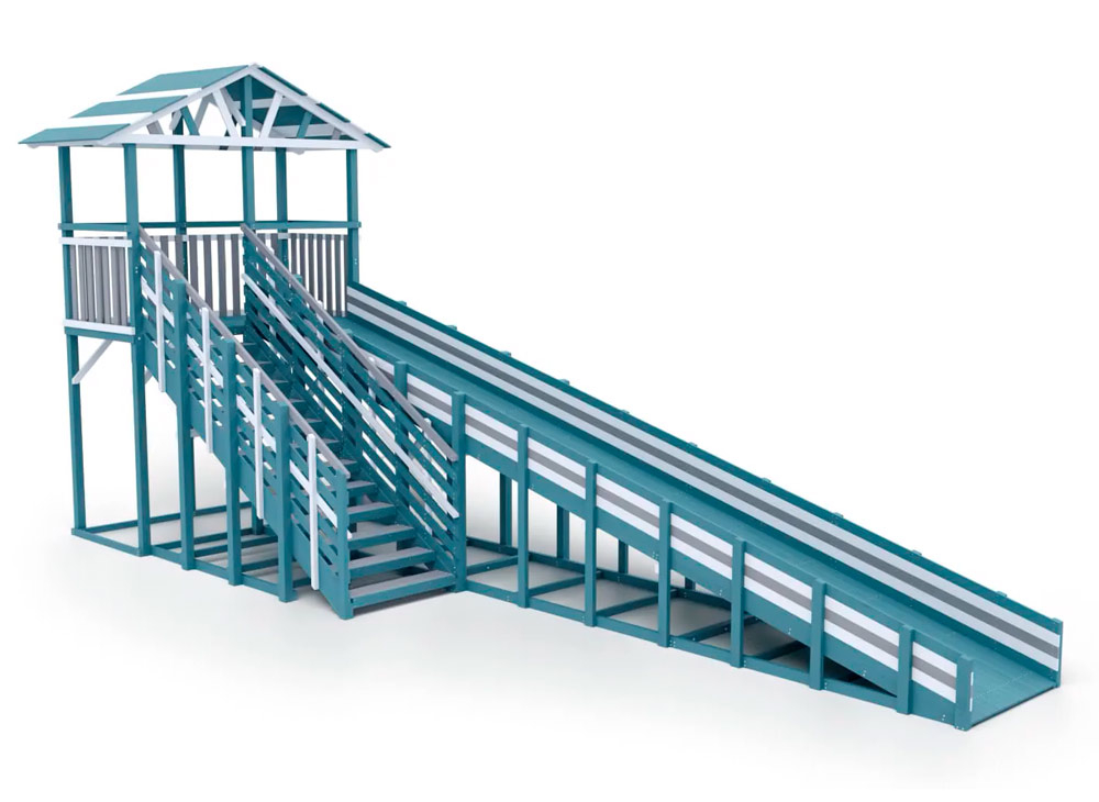 Зимняя горка деревянная Зима, скат h = 1,25 м (серый индиго) СВ-42
