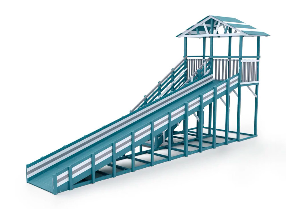 Зимняя горка деревянная Зима, скат h = 1,25 м (серый индиго) СВ-42
