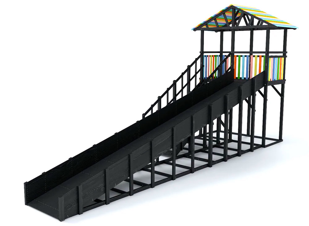 Зимняя горка деревянная Савушка Зима 8/1, скат h = 2,3 м (черный) СВ-44