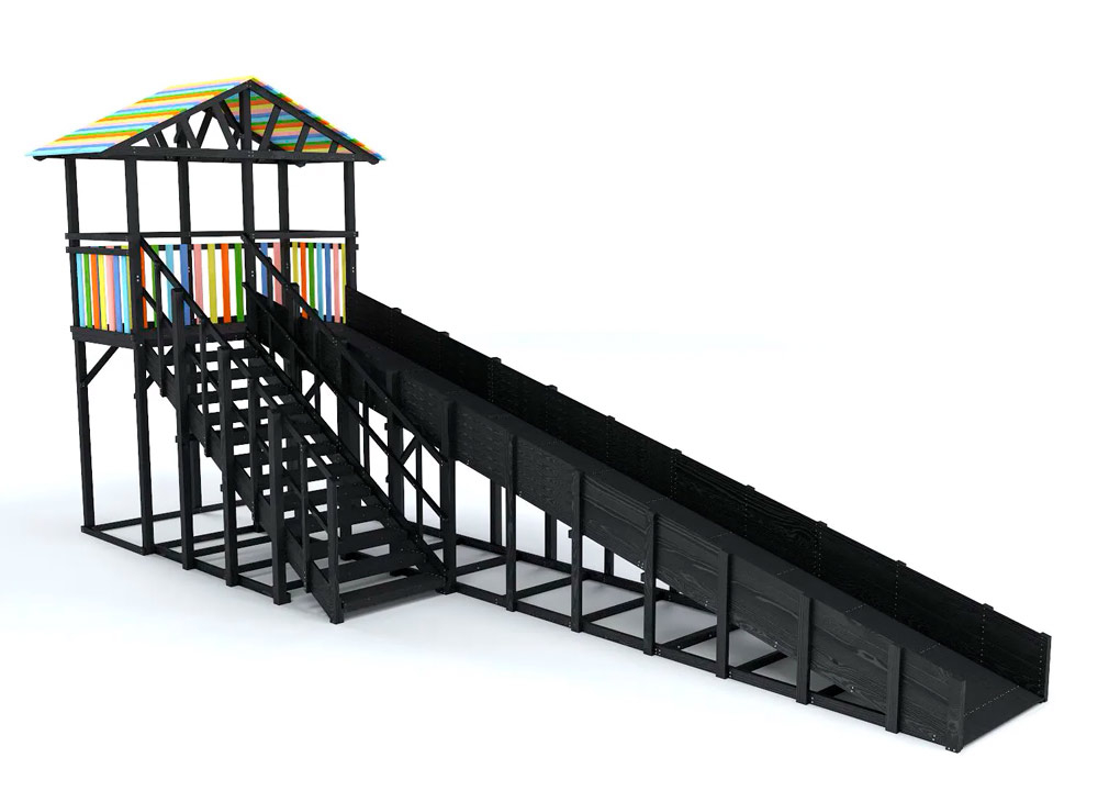 Зимняя горка деревянная Савушка Зима 8/1, скат h = 2,3 м (черный) СВ-44