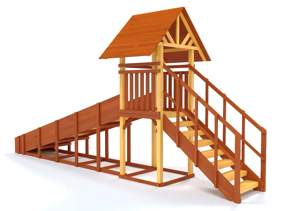 Зимняя горка деревянная Cавушка Зима 5, скат h = 1,5 м В-46