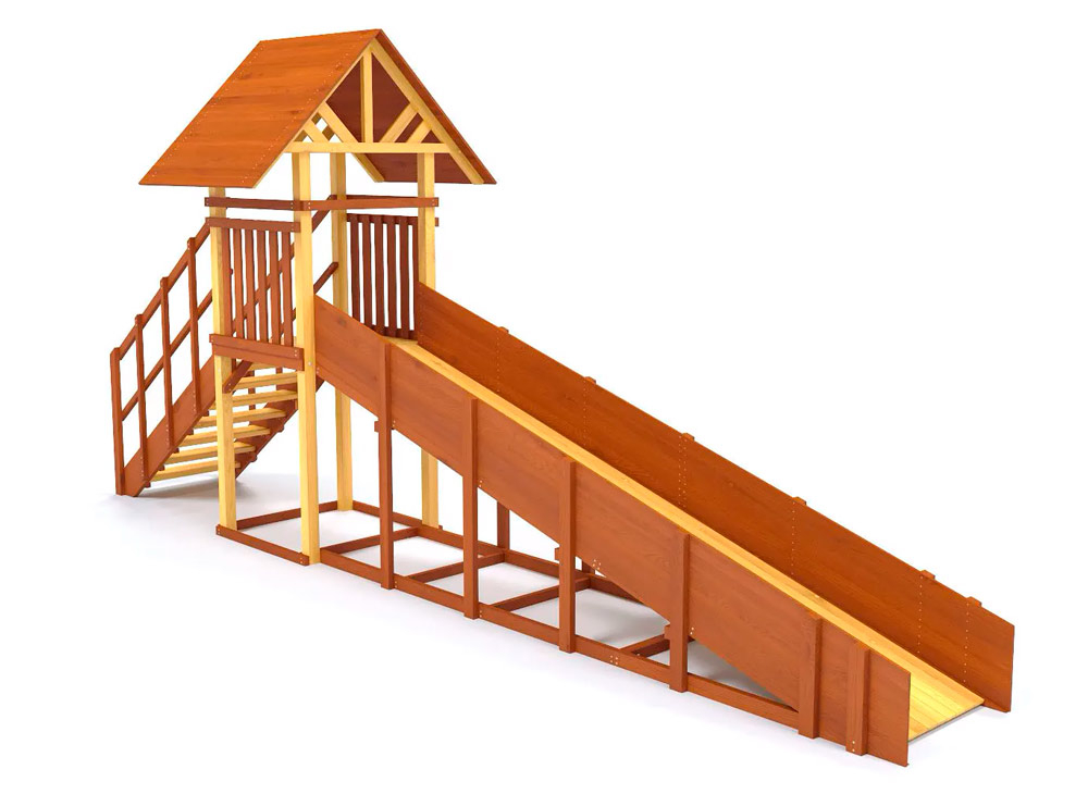 Зимняя горка деревянная Cавушка Зима 5, скат h = 1,5 м В-46