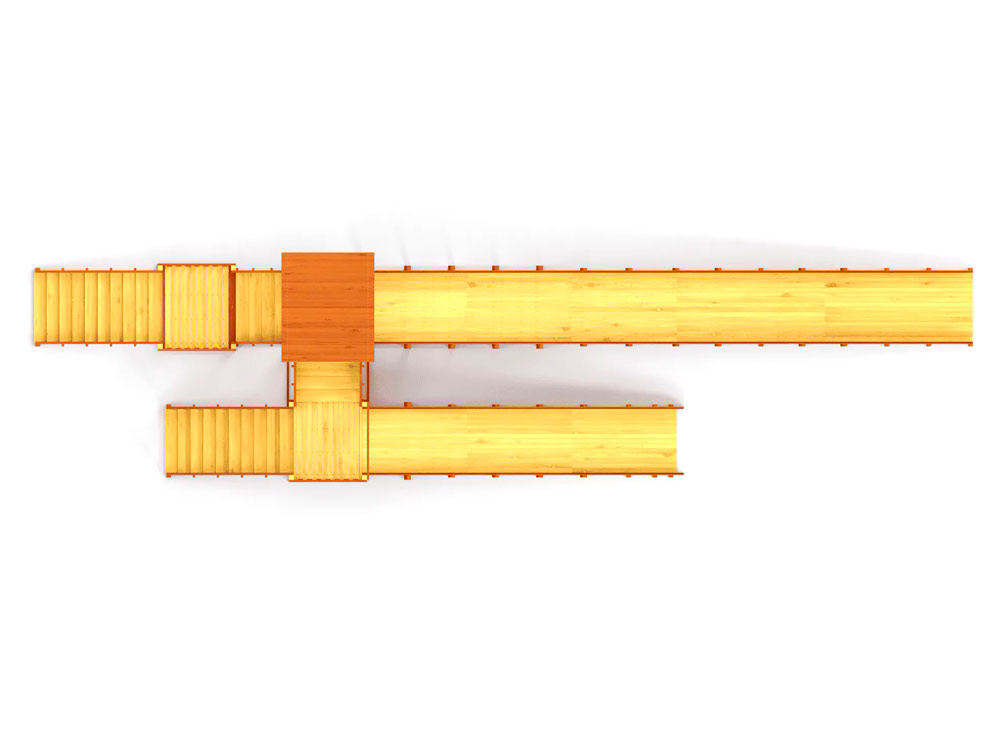 Зимняя горка деревянная Cавушка Зима 9/4, скат h1 = 1,9 м, h2 = 2,7 м СВ-47