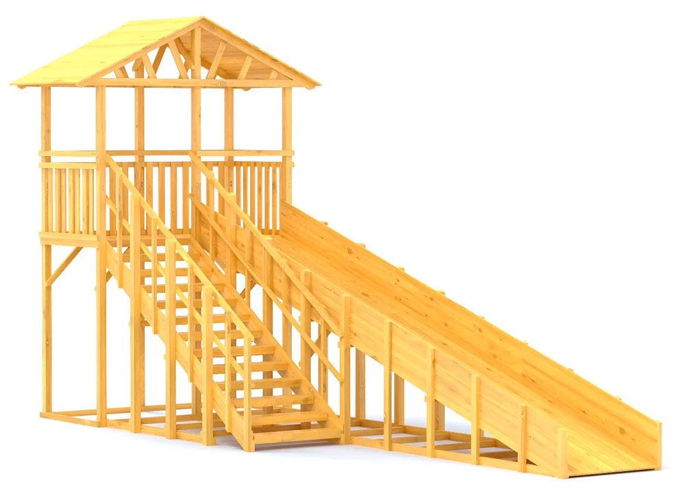 Зимняя горка деревянная Cавушка Зима Wood 6/1, скат h = 2,6 м СВ-49