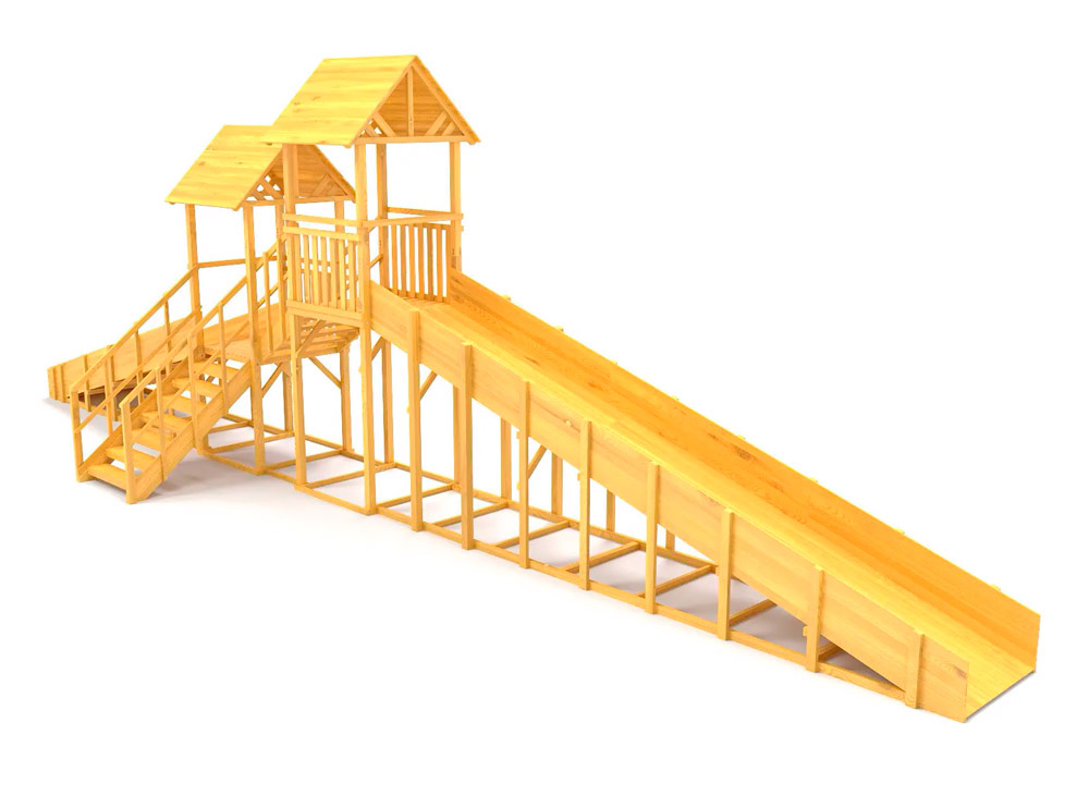 Зимняя горка деревянная Cавушка Зима Wood 7/4, скат h1 = 1,5 м, h2 = 2,3 м СВ-50