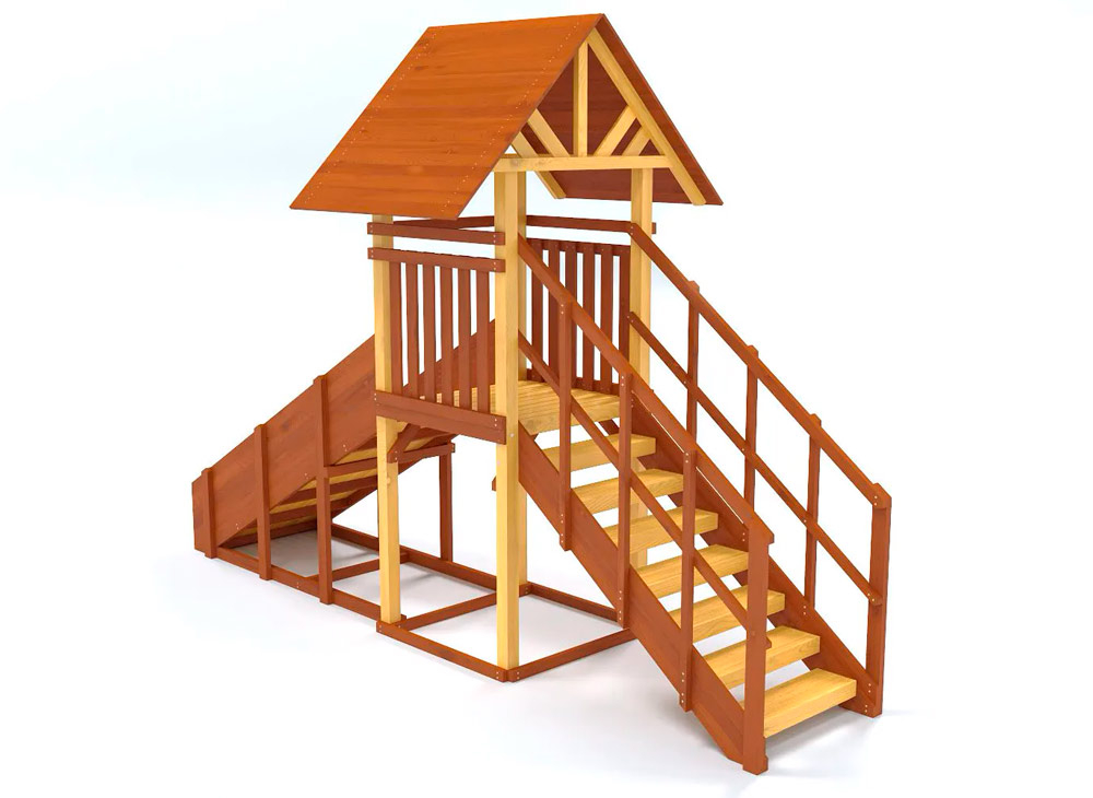 Зимняя горка деревянная Cавушка Зима 5, скат h = 1,5 м СВ-51