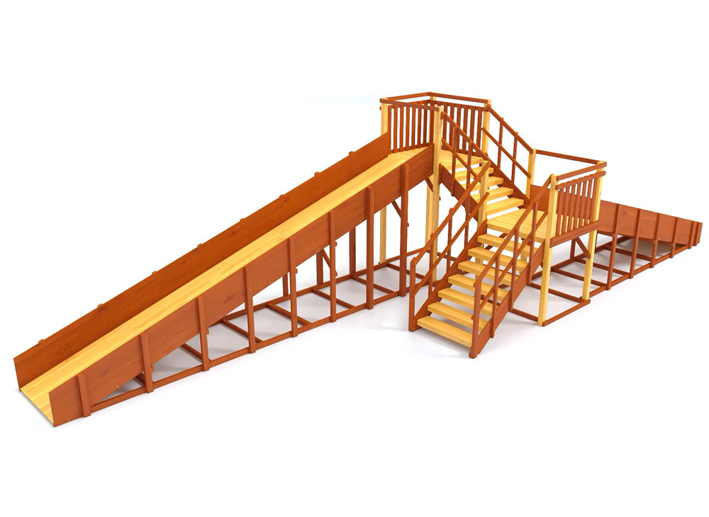 Зимняя горка деревянная Cавушка Зима 7/1, скат h1 = 1,5 м, h2 = 2,3 м СВ-52