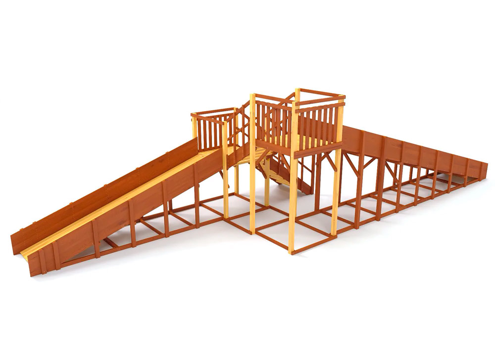 Зимняя горка деревянная Cавушка Зима 7/1, скат h1 = 1,5 м, h2 = 2,3 м СВ-52